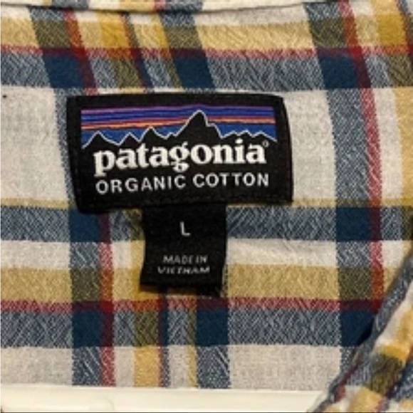 Patagonia Organic Cotton Plaid Button Front Steersman Shirt Anchor Big Blue Sur - Picture 3 of 8